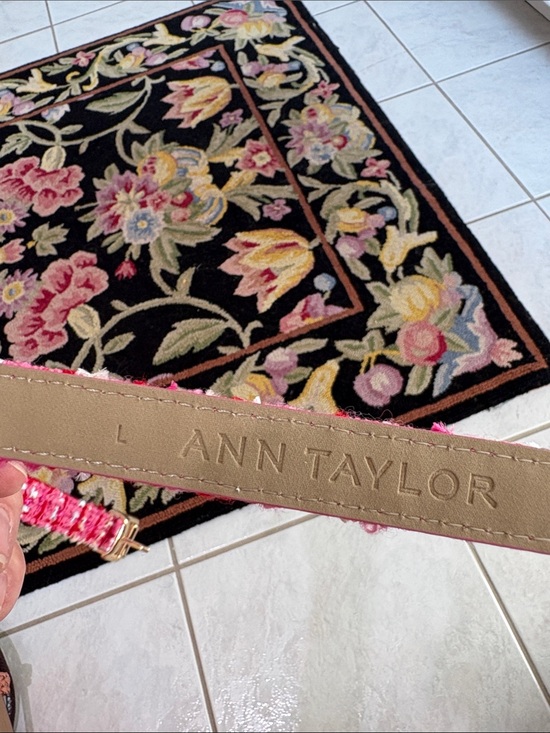 Ann Taylor’s Pink Tweed Narrow  Belt with Gold Buckle